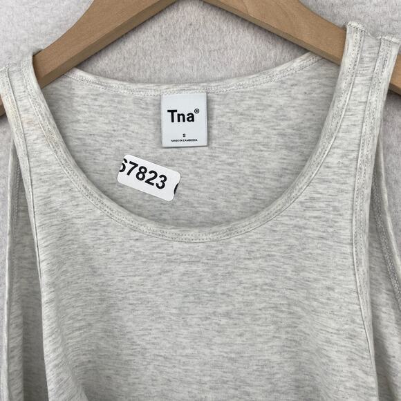 ARITZIA Dress S TNA Chill Malibu Bodycon Ruched Tank Mini Stretch Jersey Gray - Picture 12 of 12